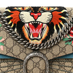GG Supreme Monogram Angry Cat Embroidered Medium Dionysus Shoulder Bag Beige Ultramarine