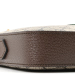 GG Supreme Monogram Textured Dollar Calfskin Web Ophidia Wristlet Shoulder Bag Beige Ebony New Acero