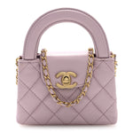 Shiny Aged Calfskin Quilted Mini Nano Kelly Shopper Light Pink