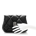 Nappa Calfskin Quilted Touch B Puffy Clutch Black