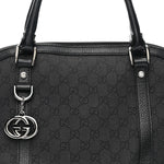 Nylon Monogram Medium GG Charm Dome Satchel Black