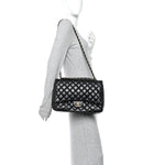 Lambskin Quilted Maxi Double Flap Black