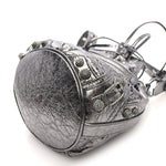Metallic Agneau Arena Crystal Le Cagole Bucket Bag XS Silver