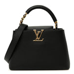 Taurillon Embellished Flower Handle Capucines BB  Black