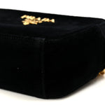Velluto Zip Top Chain Shoulder Bag Black