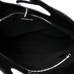 Crumpled Calfskin Quilted 31 Large Shopping Bag Black