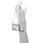 Laminated Lambskin Small Puzzle Edge Bag Silver
