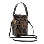 Vitello Liberty F is Fendi Bi-Color FF 1974 Embossed Mini Mon Tresor Bucket Bag Maya Black