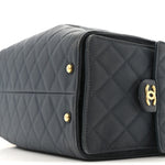 Canvas Quilted Medium Chanel 25 Handbag Dark Blue