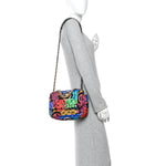 Fabric Quilted Neon Graffiti Medium Chanel 19 Flap Black Multicolor