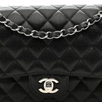 Caviar Quilted Medium Double Flap Black