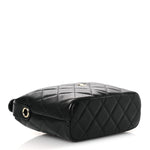 Caviar Quilted Hobo Clutch With Chain Black