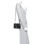 Lambskin Resin Crystal Square Quilted Mini Monacoco Flap Black