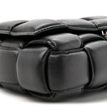 Lambskin Maxi Intreccio Padded Chain Cassette Crossbody Bag Black