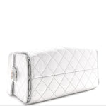 Metallic Caviar Quilted Small Chanel 25 Handbag Silver