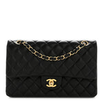 Lambskin Quilted Medium Double Flap Black
