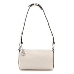 Sakai Be Green Calfskin Diagonal Stitched Mini Blondie Barrel Shoulder Bag Mystic White