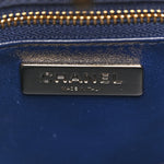 Shiny Crumpled Calfskin Quilted Mini 31 Shopping Bag Navy Blue