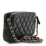 Caviar Quilted Small Clutch With Chain Black