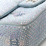 Denim Strass Evening Flap Bag Blue