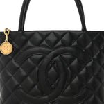 Caviar Quilted Medallion Tote Black