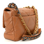 Lambskin Quilted Large Chanel 19 Flap Brown