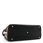 Grainy Calfskin House Check Large Banner Tote Black
