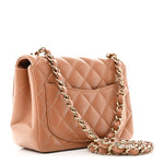 Lambskin Quilted Mini Square Flap Brown