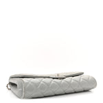Metallic Lambskin Quilted Clutch With Chain Flap Silver