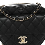 Lambskin Quilted CC In Love Heart Bag Black