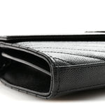 Grain De Poudre Matelasse Chevron Monogram Monochrome Chain Wallet Black