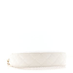 Mesh Shiny Lambskin Chain Hobo White