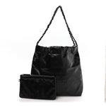 Shiny Calfskin Quilted Small Chanel 22 So Black