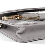 Caviar Quilted Mini Business Affinity Flap Grey