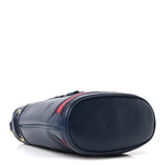 Soft Textured Calfskin Web Small Ophidia Bucket Bag Blue Agata