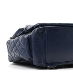 Aged Calfskin Quilted Medium Casual Rock Airlines Backpack Blue