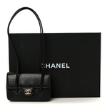 Shiny Caviar Mini Preppy Coco Shoulder Bag Black