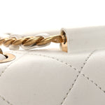 Lambskin Quilted Small Circular Handle Bag White