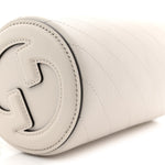 Sakai Be Green Calfskin Diagonal Stitched Mini Blondie Barrel Shoulder Bag Mystic White