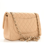 Caviar Quilted Jumbo Double Flap Beige