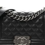 Caviar Quilted Small Boy Flap Black
