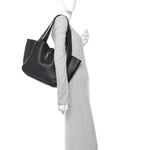 Grained Deerskin Bea Tote Black