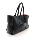 Nappa Maxi Intrecciato Medium Arco Tote Black Tan
