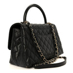 Caviar Quilted Small Coco Handle Flap Black