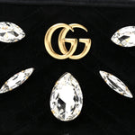 Velvet Matelasse Marquise Crystals Mini GG Marmont Chain Shoulder Bag Black