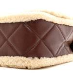 Shearling Lambskin Quilted Large Furry Coco Flap Dark Brown Beige