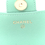 Caviar Quilted Flap Phone Holder With Chain Turquoise