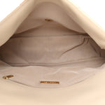 Goatskin Quilted Maxi Chanel 19 Flap Beige