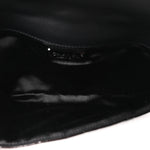 Patent Calfskin Quilted Metal Handle Clutch So Black
