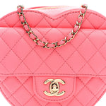 Lambskin Quilted Large CC In Love Heart Bag Light Pink